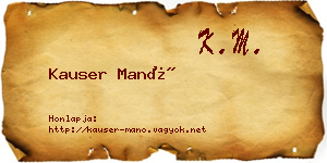 Kauser Manó névjegykártya